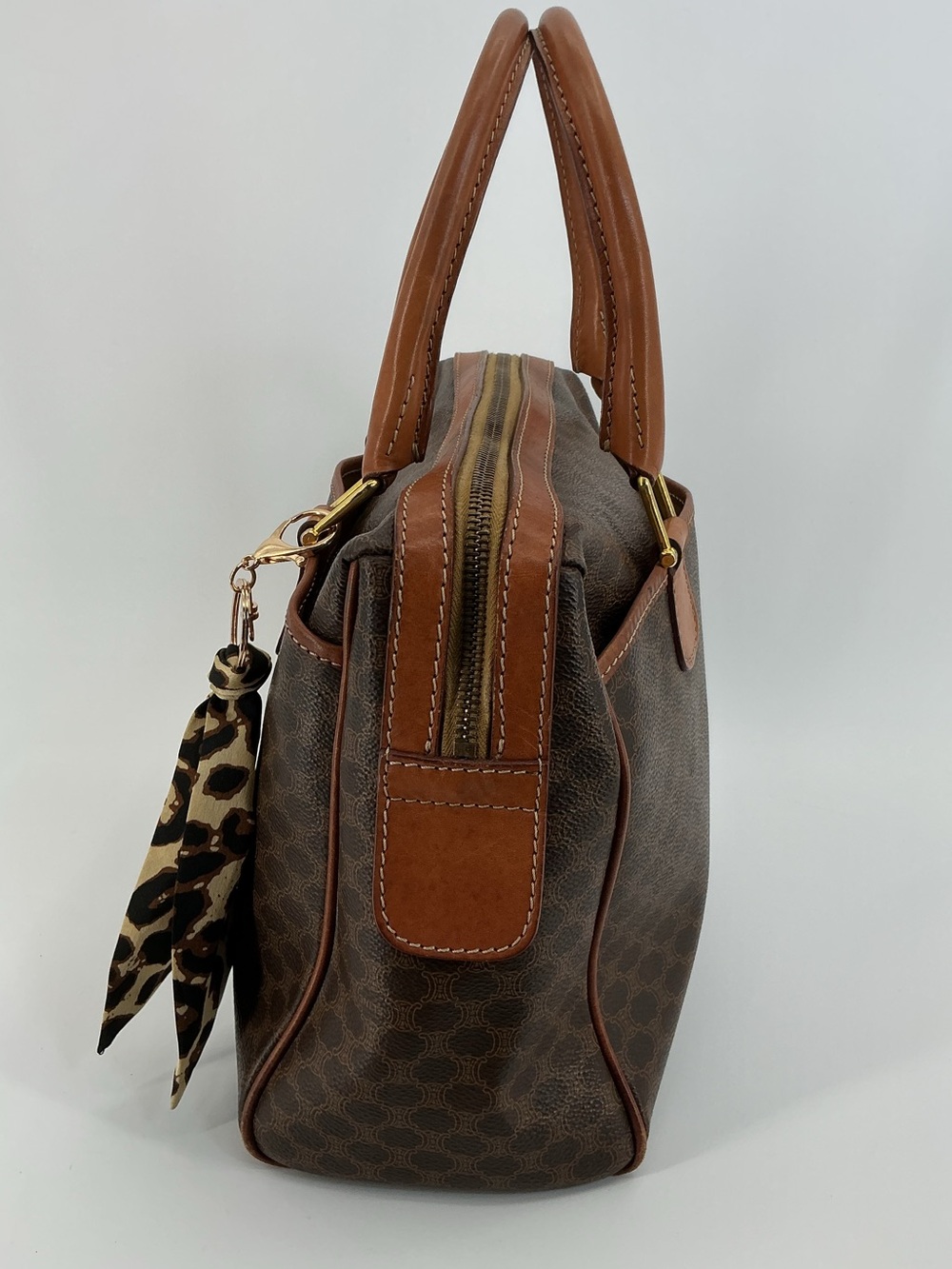 Celine Vintage Macadam Boston 35 Brown Monogram Leather Handbag - Picture 9 of 15